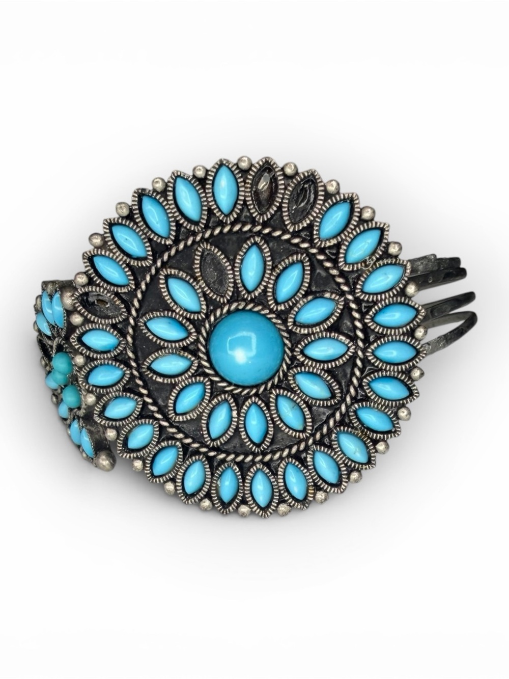 Turquoise Marquise Sunburst Cuff Bracelet